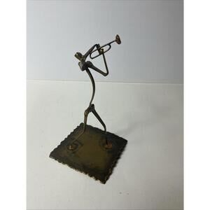 BRUTALIST BRONZE SCULPTURE TRUMPET PLAYER